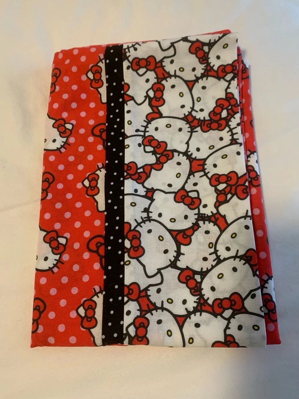 Handmade Hello Kitty Cotton Pillowcase - Red Polka Dot Standard Bedding like new